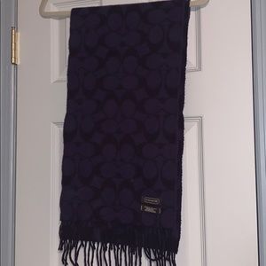 Dark Purple Coach Logo Wool Scarf